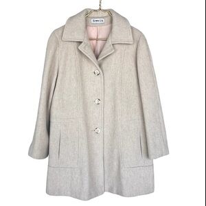Vintage Herman Kay Cream Wool Blend Coat – Classic Button Front – Made in USA
